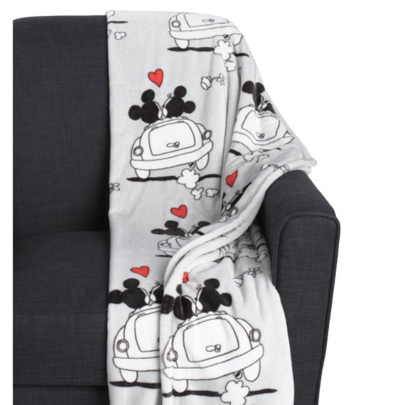 Disney Mickey Mouse & Minnie Mouse Love Car Plush Throw Blanket 50"x70” - Picture 2 of 2